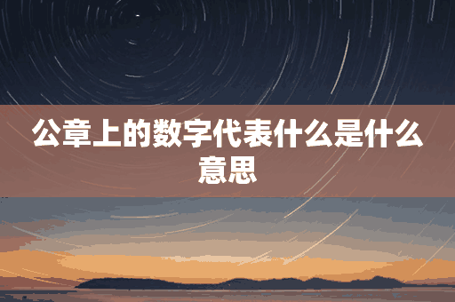 公章上的数字代表什么是什么意思